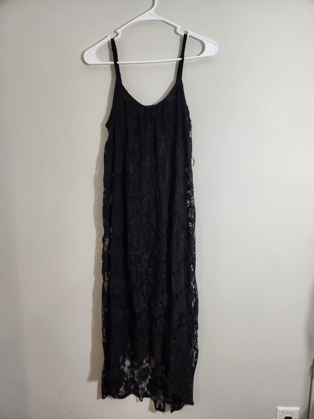 Motherhood Maternity Black Lace Slip Dress Boudoir Romantigoth Witchy Goth Roses